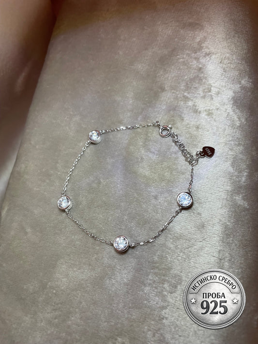 Сребърна гривна „Crystal Drops“