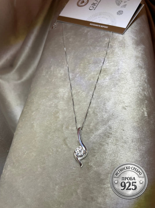 Сребърно колие с мойсанит „Moissanite Elegance“