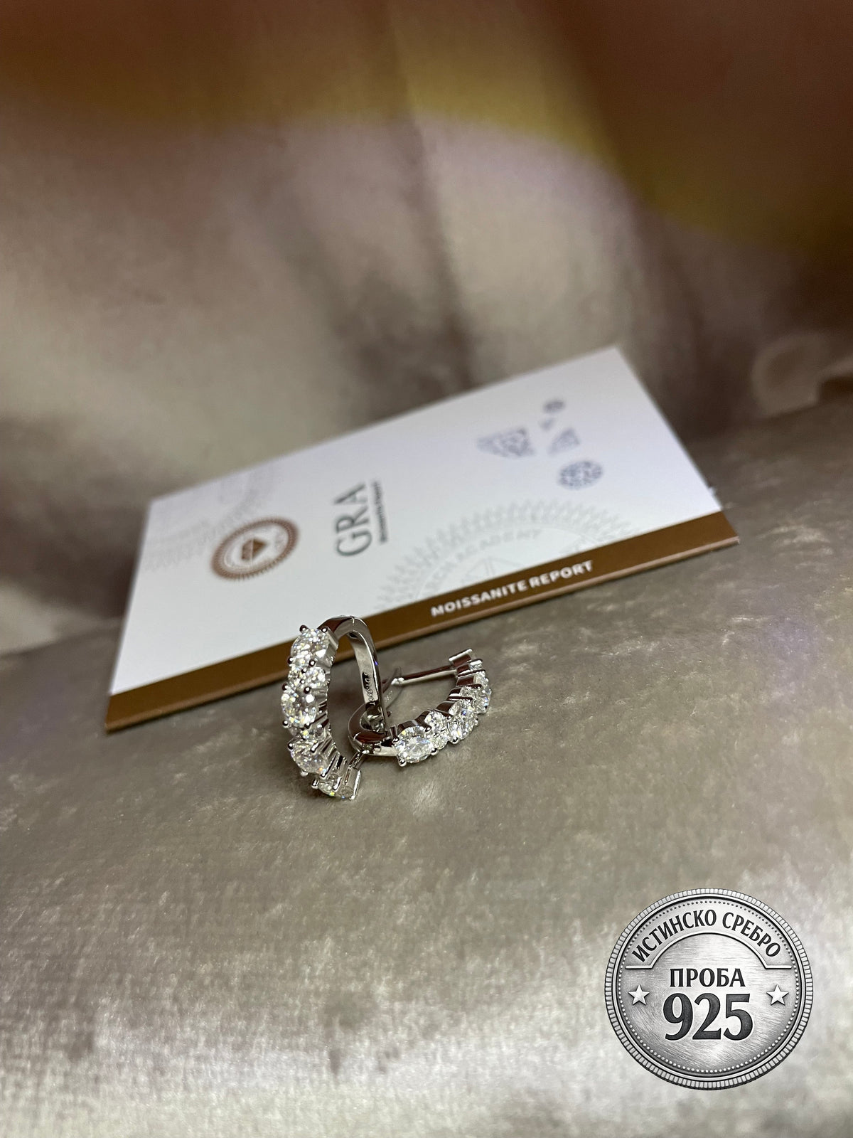 Сребърни обеци с мойсанит „Moissanite Glamour“